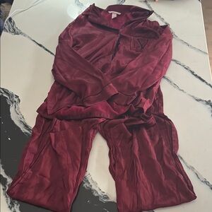Burgundy Satin Pajama Set